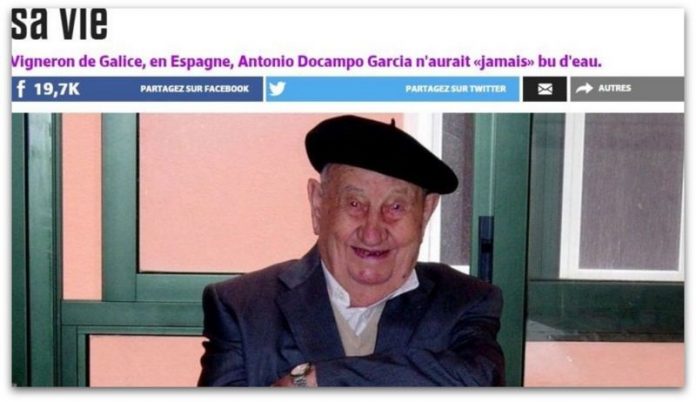 Шпанец кој целосно ја заменил водата со вино, починал на 107 години