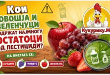Кои овошја и зеленчуци содржат најмногу остатоци од пестициди ? На листата се јагодите, грозјето и јаболката