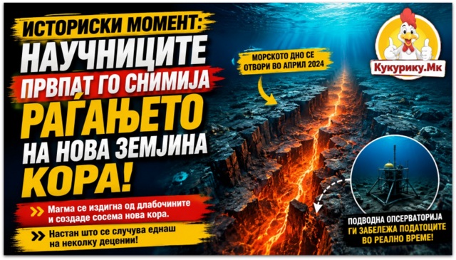 Научниците првпат го снимија раѓањето на нова Земјина кора под океанот