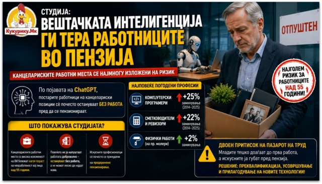Вештачката интелигенција ги оттурнува постарите работници кон предвремена пензија