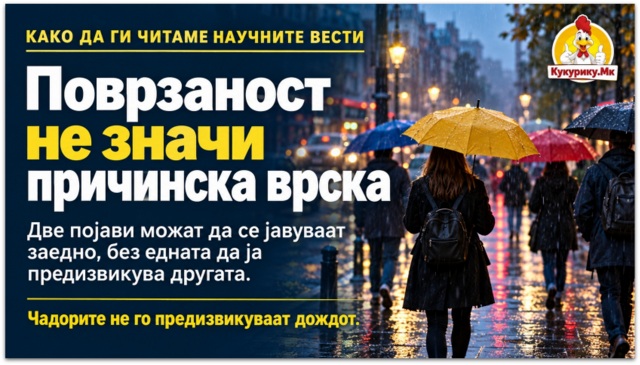 Како да ги читаме научните вести Поврзаност не значи причинска врска